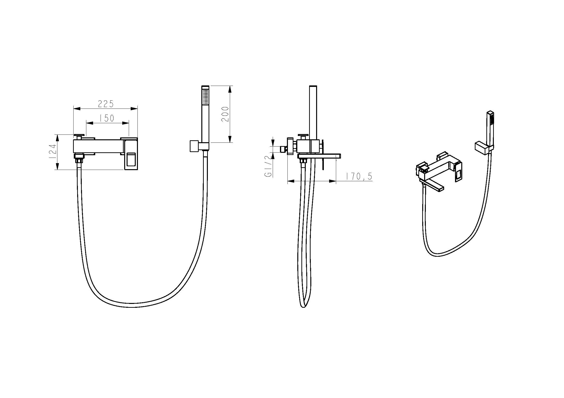 Фото Смеситель для ванны Boheme Q 143-GG.2 золото глянец
