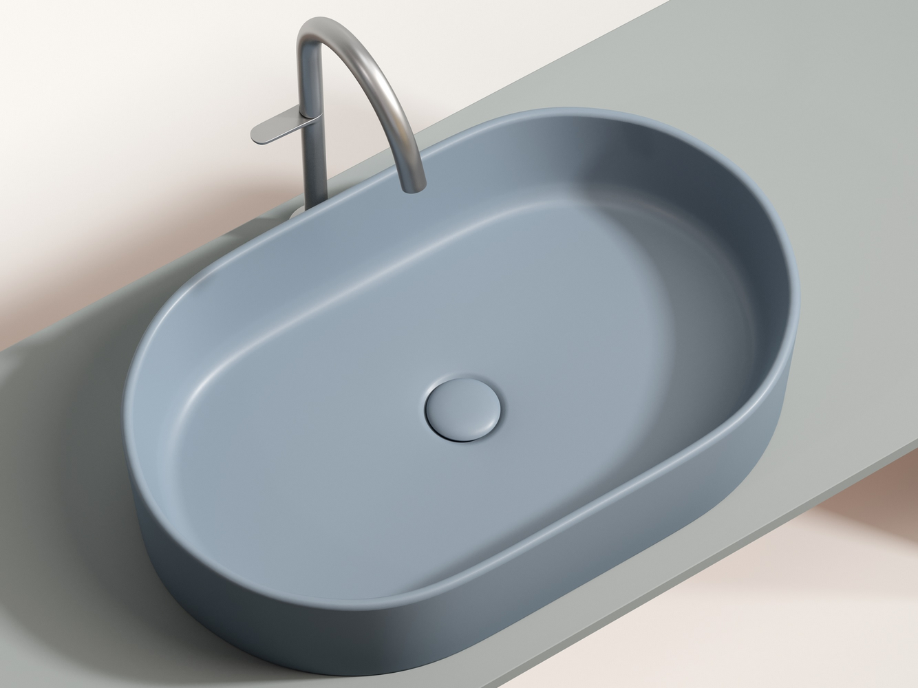 Фото Раковина Ceramicanova Element CN6048MHL накладная 60 × 38,5 × 12,2 см, серо-голубой матовый
