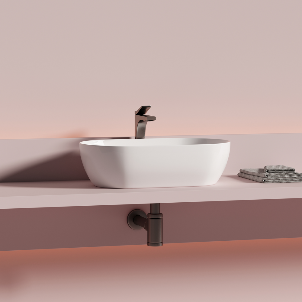 Фото Раковина Ceramicanova Twist CN12001 накладная 50 × 30 × 14 см, белый глянцевый