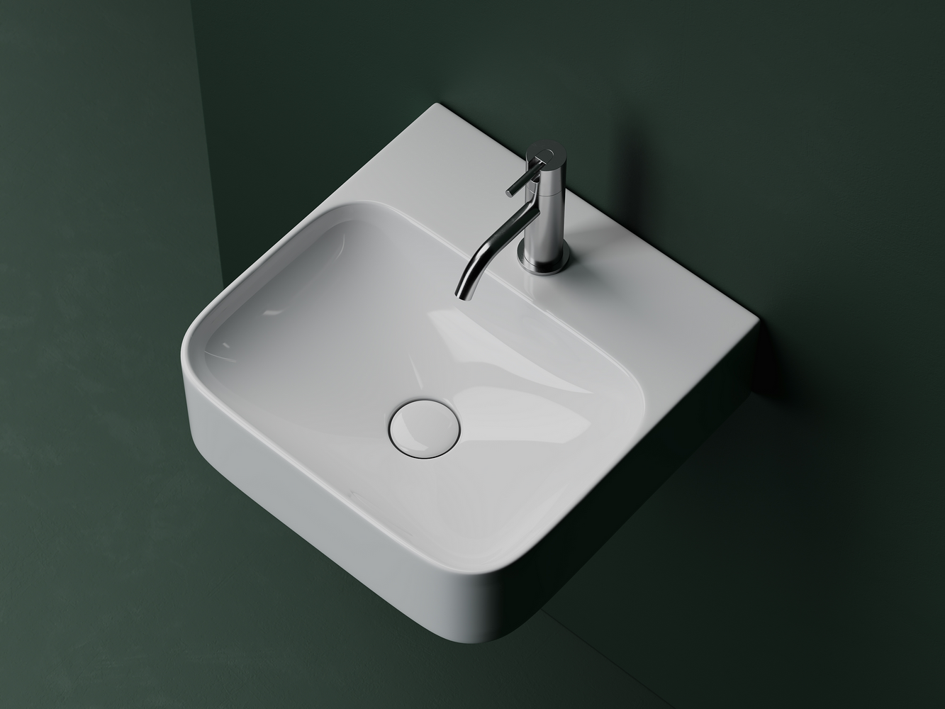 Фото Раковина Ceramicanova Aura CN2005 подвесная 43,5 × 39,5 × 13,5 см, белый глянцевый