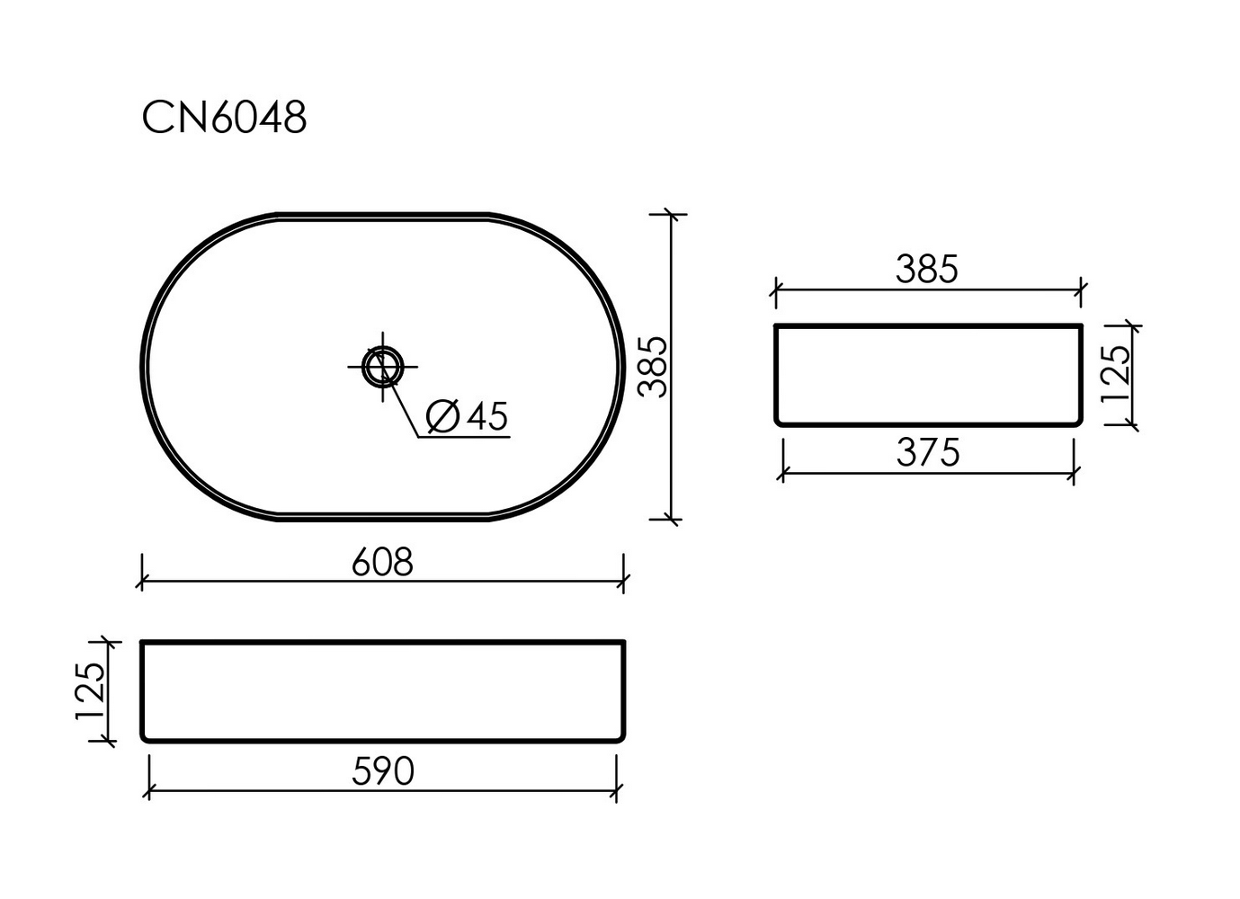 Фото Раковина Ceramicanova Element CN6048 накладная 60 × 38,5 × 12,2 см, белый глянцевый