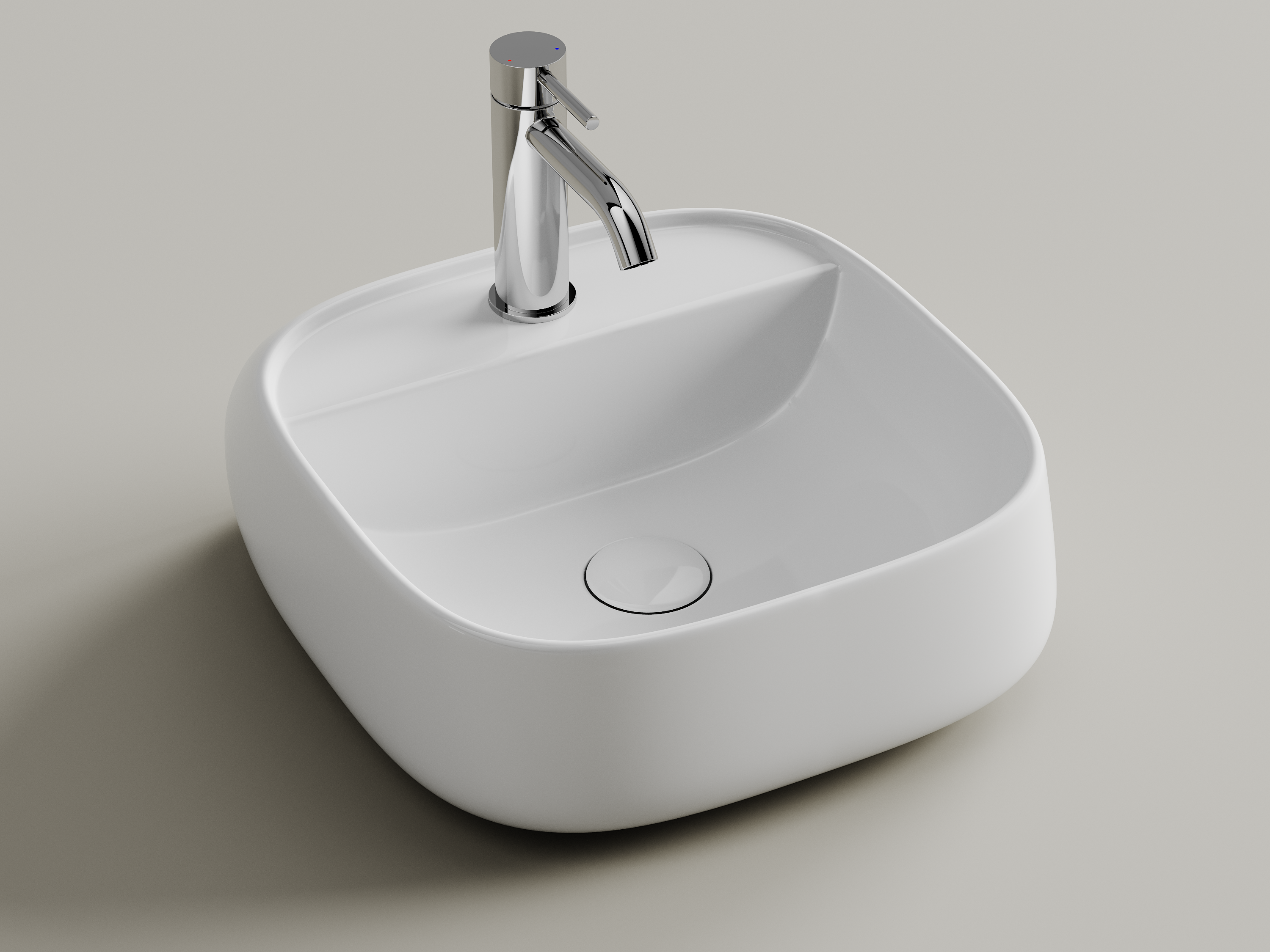 Фото Раковина Ceramicanova Fonte CN5052 накладная 40 × 40,5 × 13 см, белый глянцевый