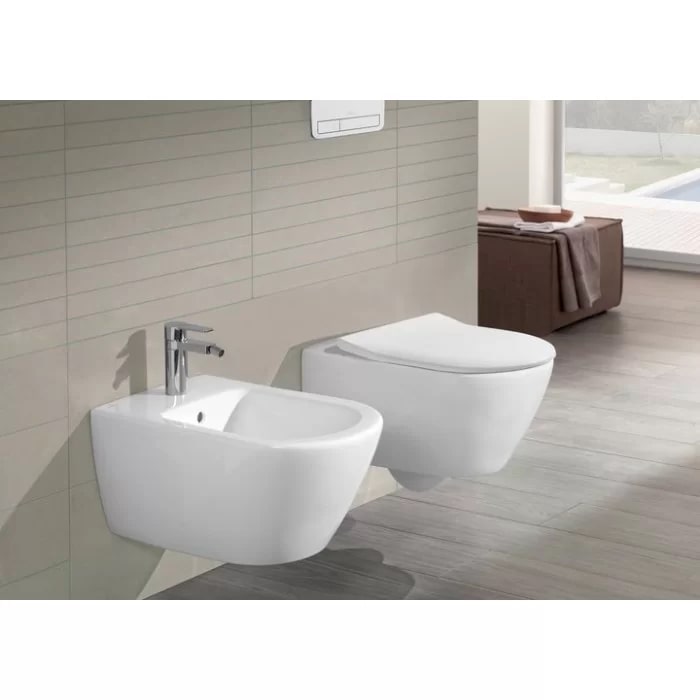 Фото Унитаз подвесной Villeroy & Boch Subway 2.0 5614R201, безободковый, с сиденьем с микролифтом, белый глянцевый