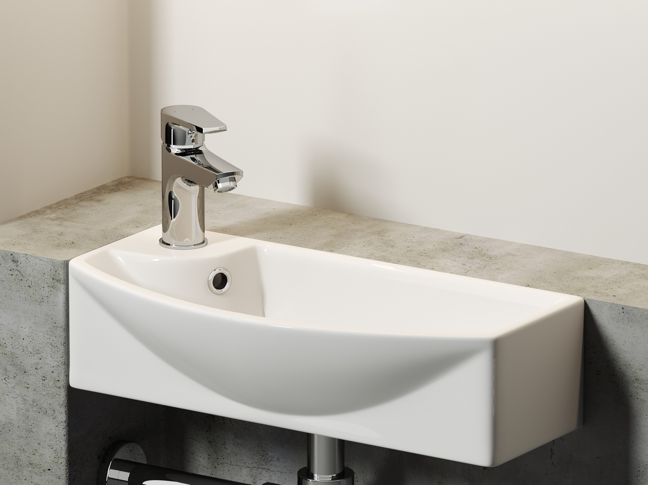 Фото Раковина Ceramicanova Element CN6038R подвесная 45,5 × 22 × 13 см, белый глянцевый