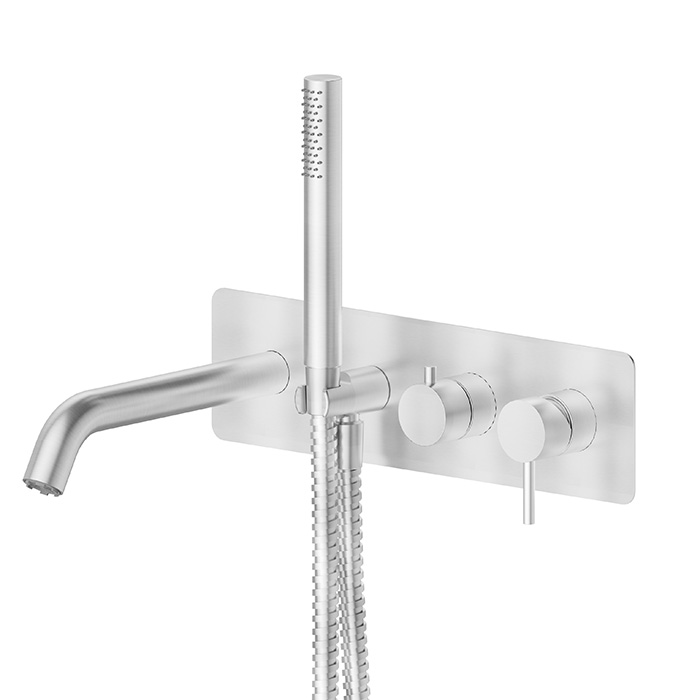 Фото Смеситель Newform X-Steel 316 69680EX.50.050 для ванны с переключателем на 2 потока, нержавеющая сталь браш