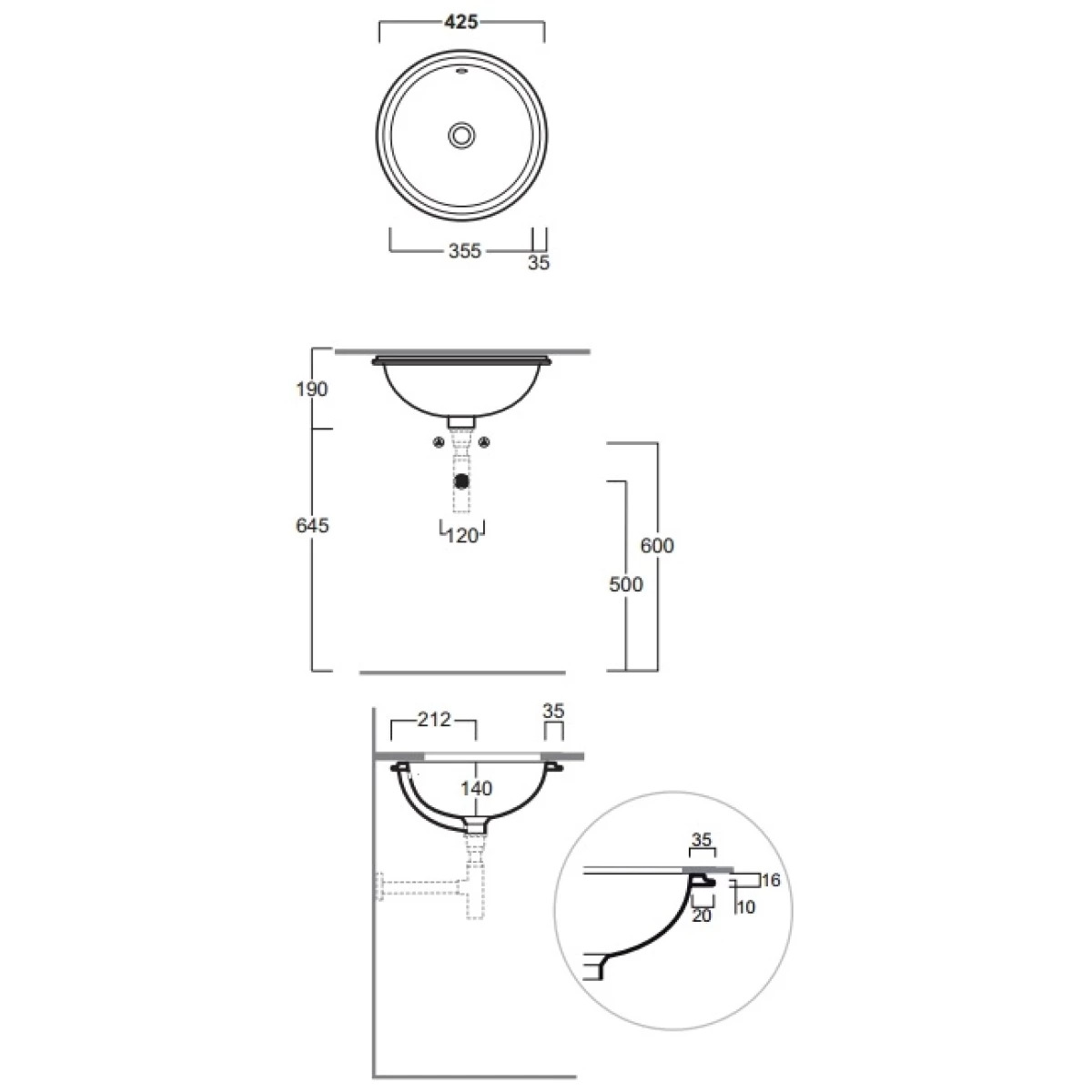 Фото Раковина Simas Lavabi S 54 bia встраиваемая 42,5 см 