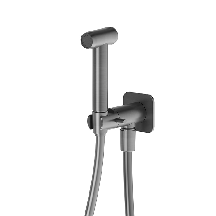 Фото Гигиенический душ Newform X-Steel 316 69644X.59.064 с запорным вентилем, оружейная сталь браш PVD