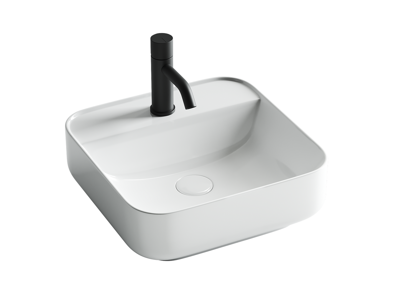 Фото Раковина Ceramicanova Element CN5014 накладная 39 × 39 × 14 см, белый глянцевый