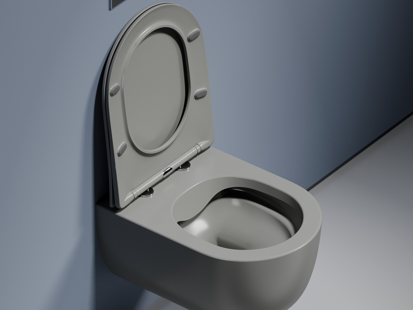 Фото Унитаз Ceramicanova Modena CN6063MH безободковый с сиденьем подвесной, антрацит матовый