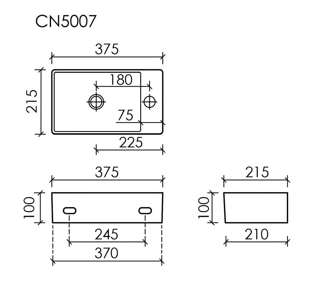 Фото Раковина Ceramicanova Element CN5007 подвесная 37,5 × 21,5 × 10 см, белый глянцевый