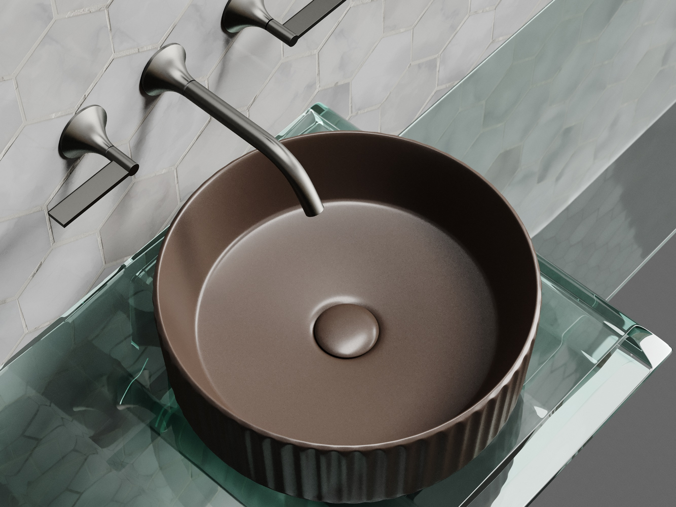 Фото Раковина Ceramicanova Element CN6057MDB накладная 36 × 36 × 11,5 см, темно-коричневый матовый