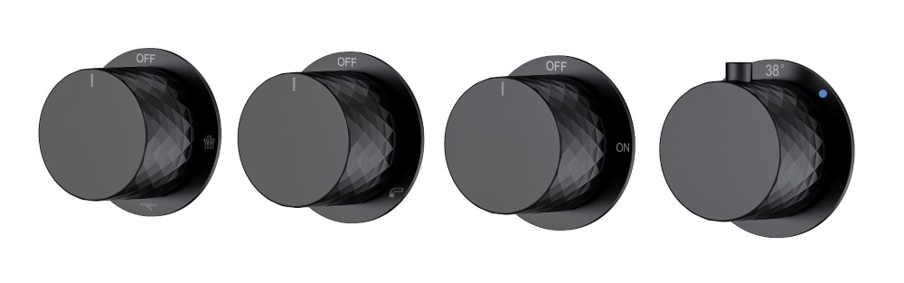 Фото Смеситель для душа Boheme Stick Diamond 124-T-5-B.1 с термостатом на 5 потребителей, черный матовый