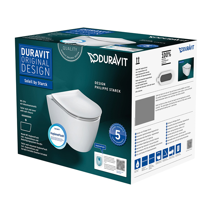 Фото Унитаз подвесной Duravit Soleil by Starck 45910920A1, безободковый, с сиденьем, белый глянцевый