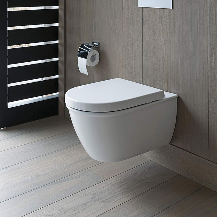 Фото Унитаз подвесной Duravit Me by Starck 2579092000, безободковый, без сиденья, белый глянцевый