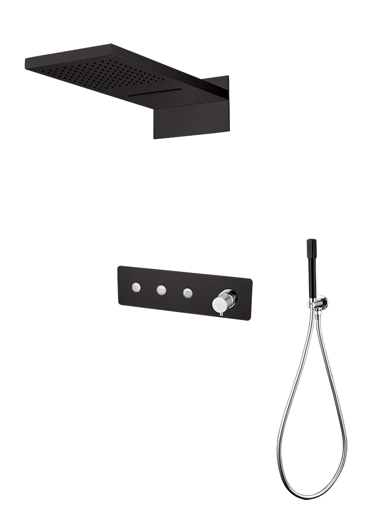 Фото Душевая система Boheme Fusion 130-BCR черный матовый/хром глянец