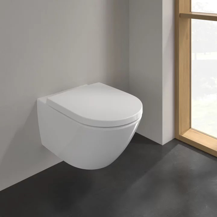 Фото Унитаз подвесной Villeroy & Boch Subway 3.0 4670TS01, безободковый, с сиденьем с микролифтом, белый глянцевый