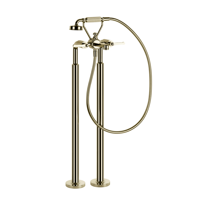 Фото Смеситель Gessi Venti20 65128#710 напольный для ванны с душем, латунь глянец pvd