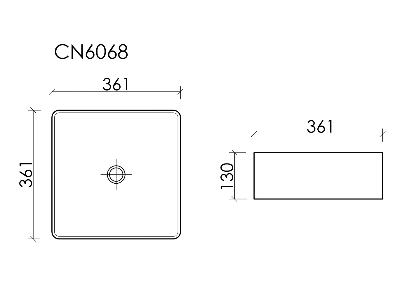 Фото Раковина Ceramicanova Element CN6068 накладная 36,1 × 36,1 × 13 см, белый глянцевый