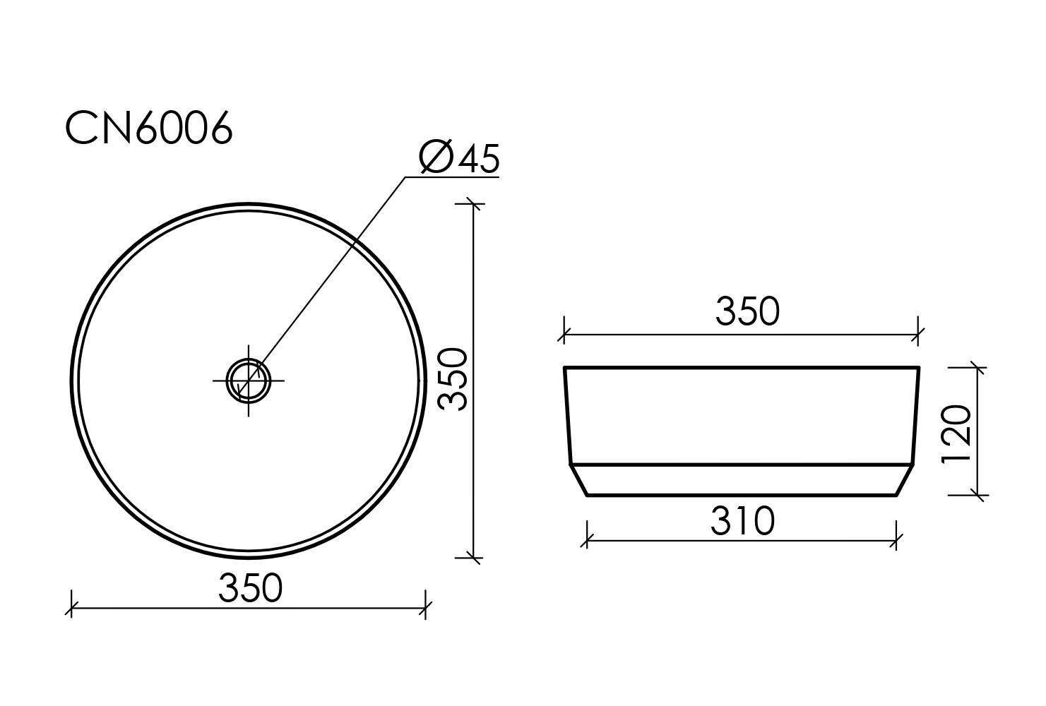 Фото Раковина Ceramicanova Element CN6006 накладная 35 × 35 × 12 см, белый матовый