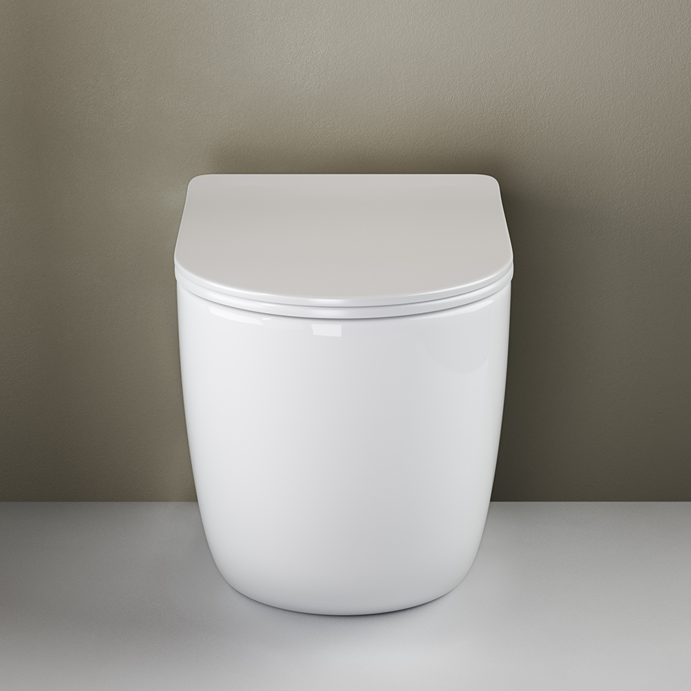 Фото Унитаз Ceramicanova Mia CN1810 безободковый с сиденьем приставной, белый глянцевый