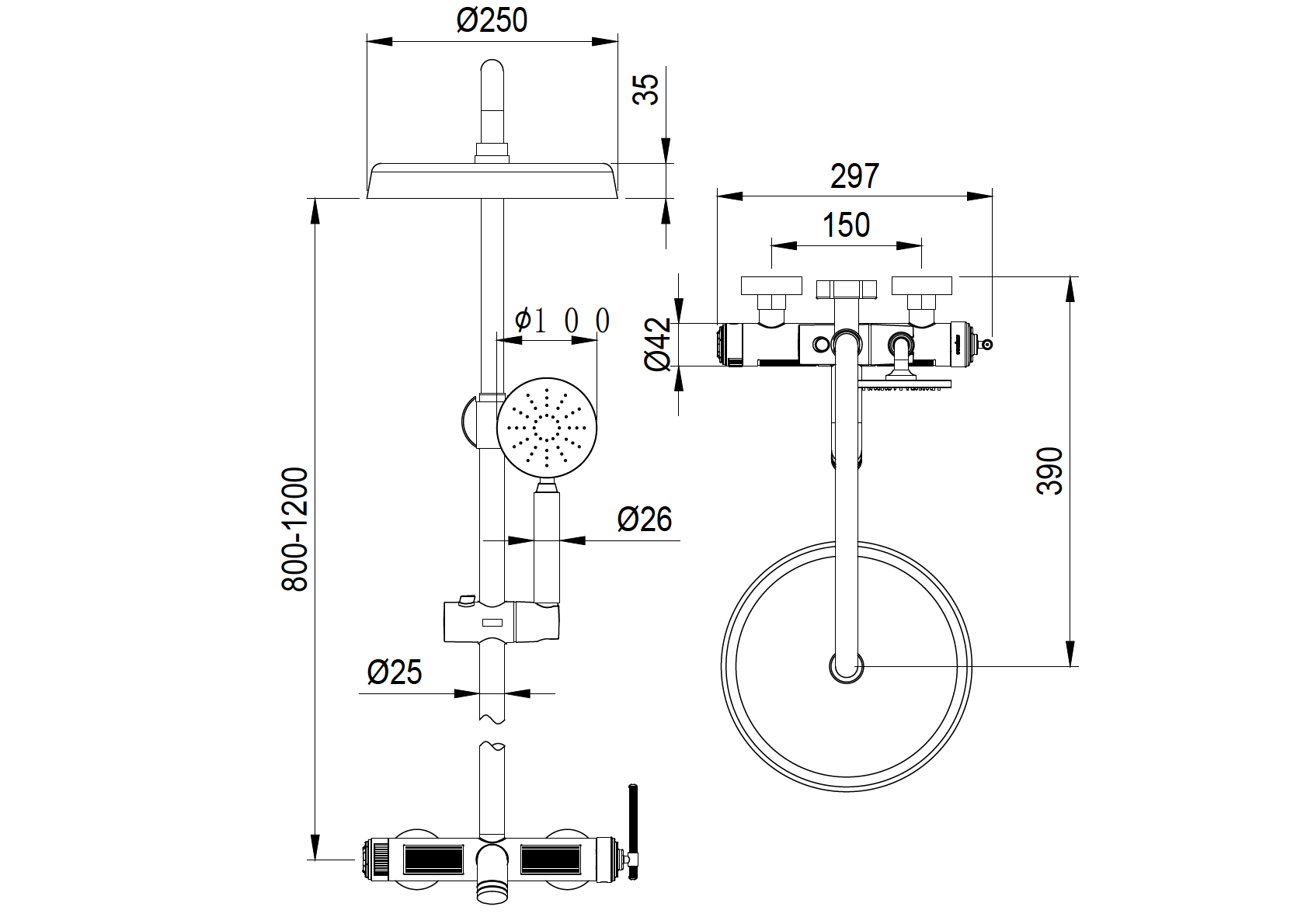 Фото Душевая стойка Boheme Eterna 178-BR бронза