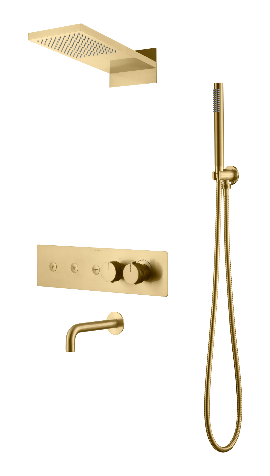 Фото Душевая система Boheme Fusion 131-2-MG с термостатом matt gold, золото матовое