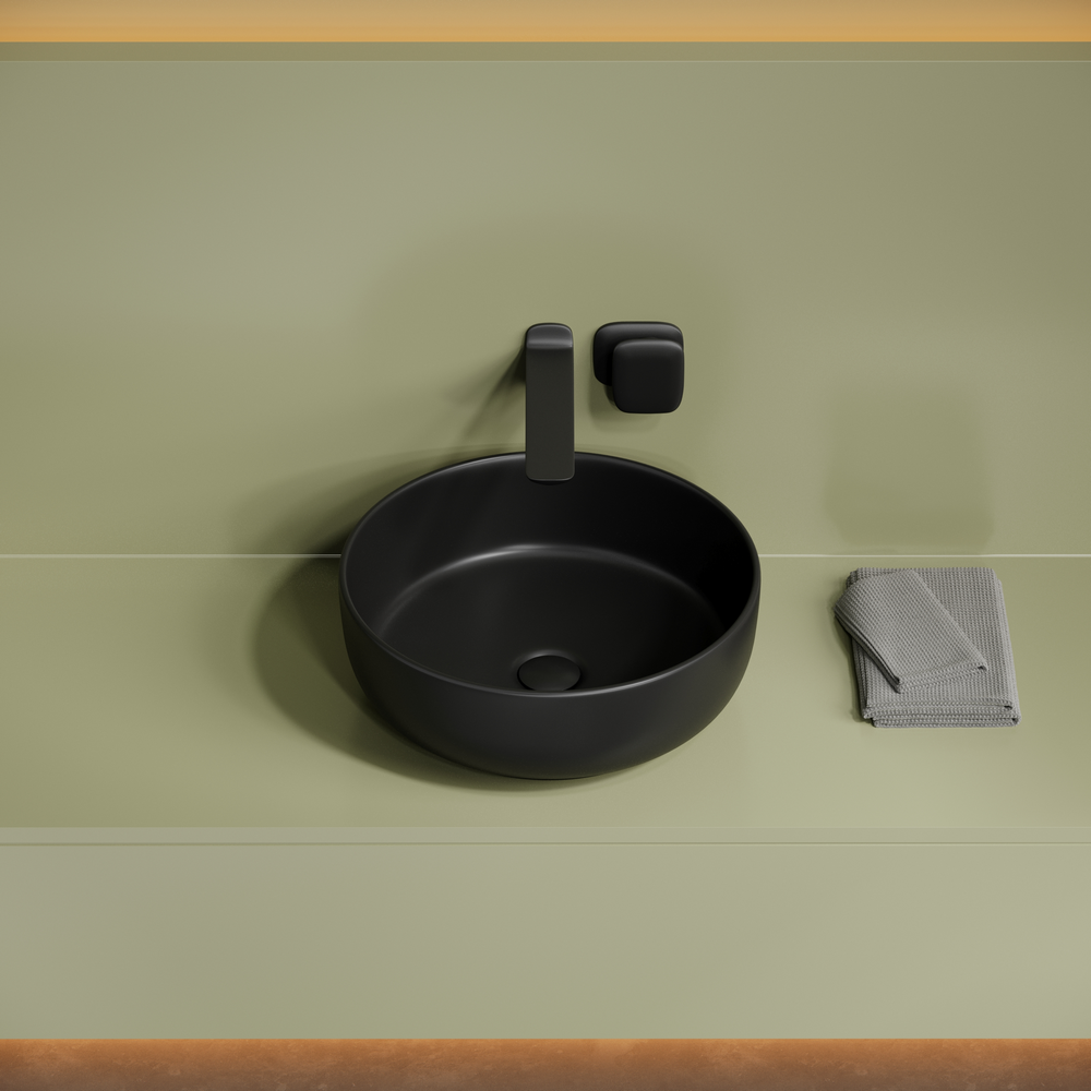 Фото Раковина Ceramicanova Taycan CN12003MB накладная 37,5 × 37,5 × 14 см, черный матовый