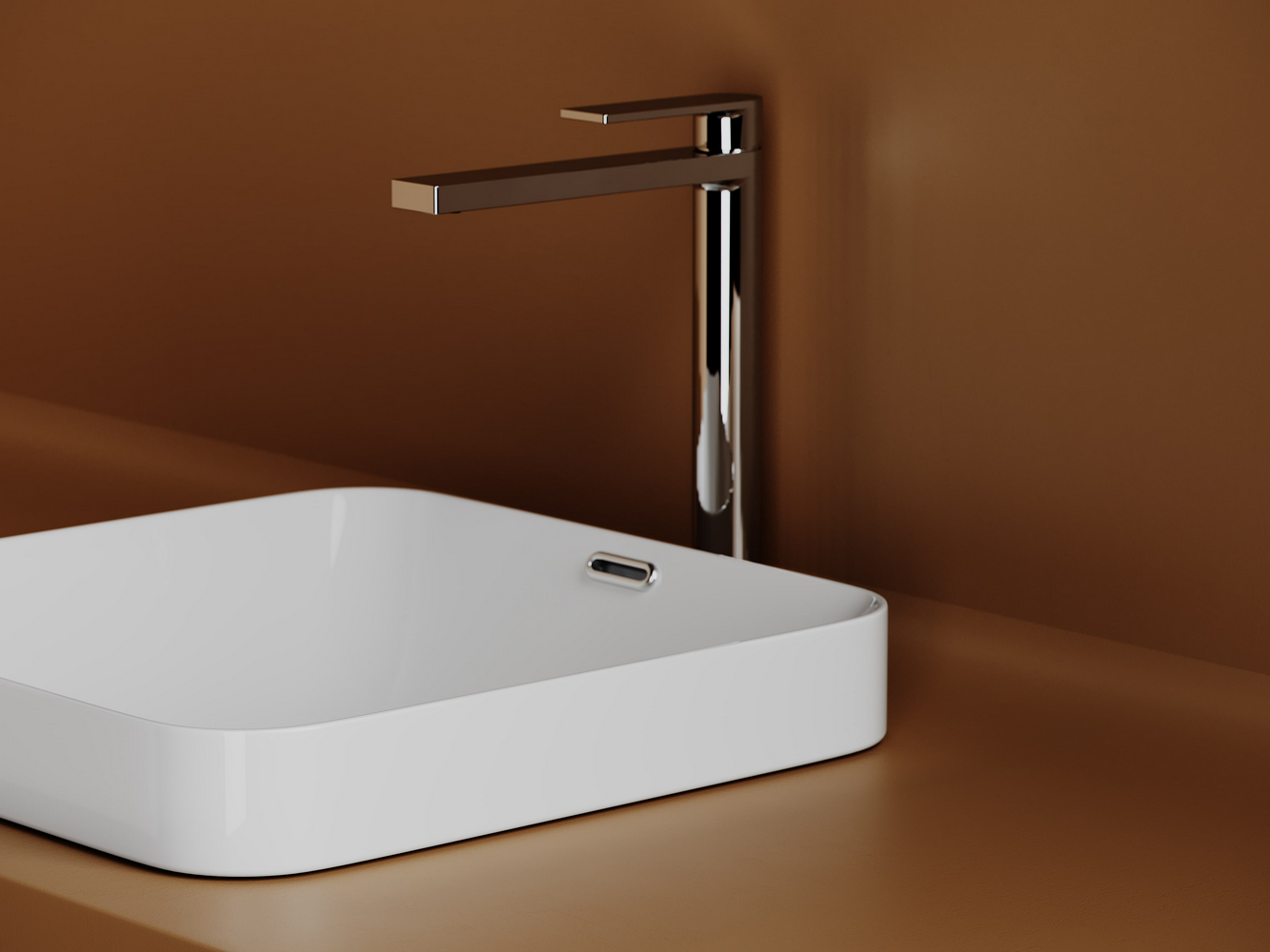 Фото Раковина Ceramicanova Element CN6077 встраиваемая сверху 43,8 × 43,8 × 17,2 см, белый глянцевый