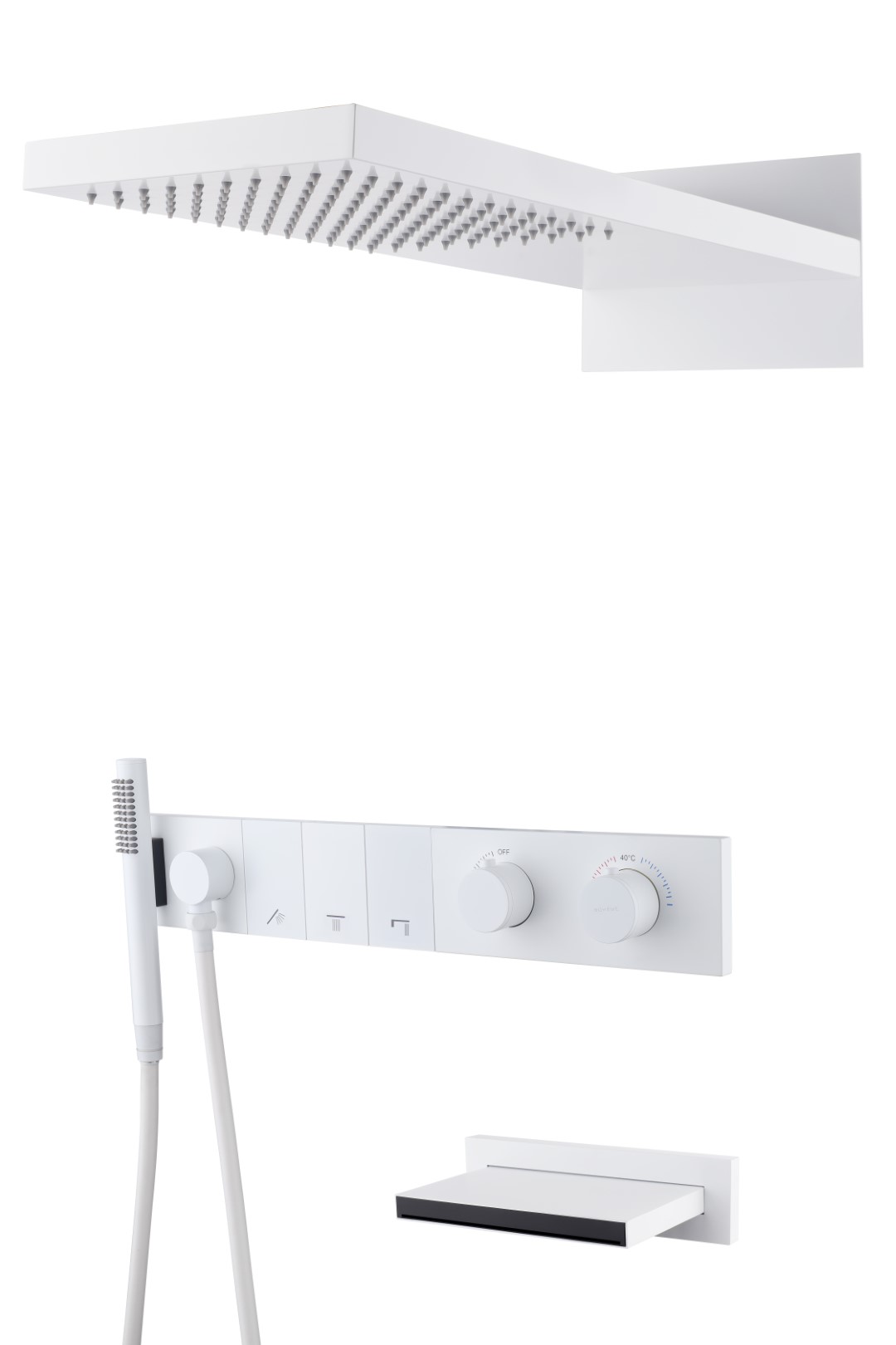 Фото Душевая система Boheme Zodiac 133-2-MW с термостатом белый матовый