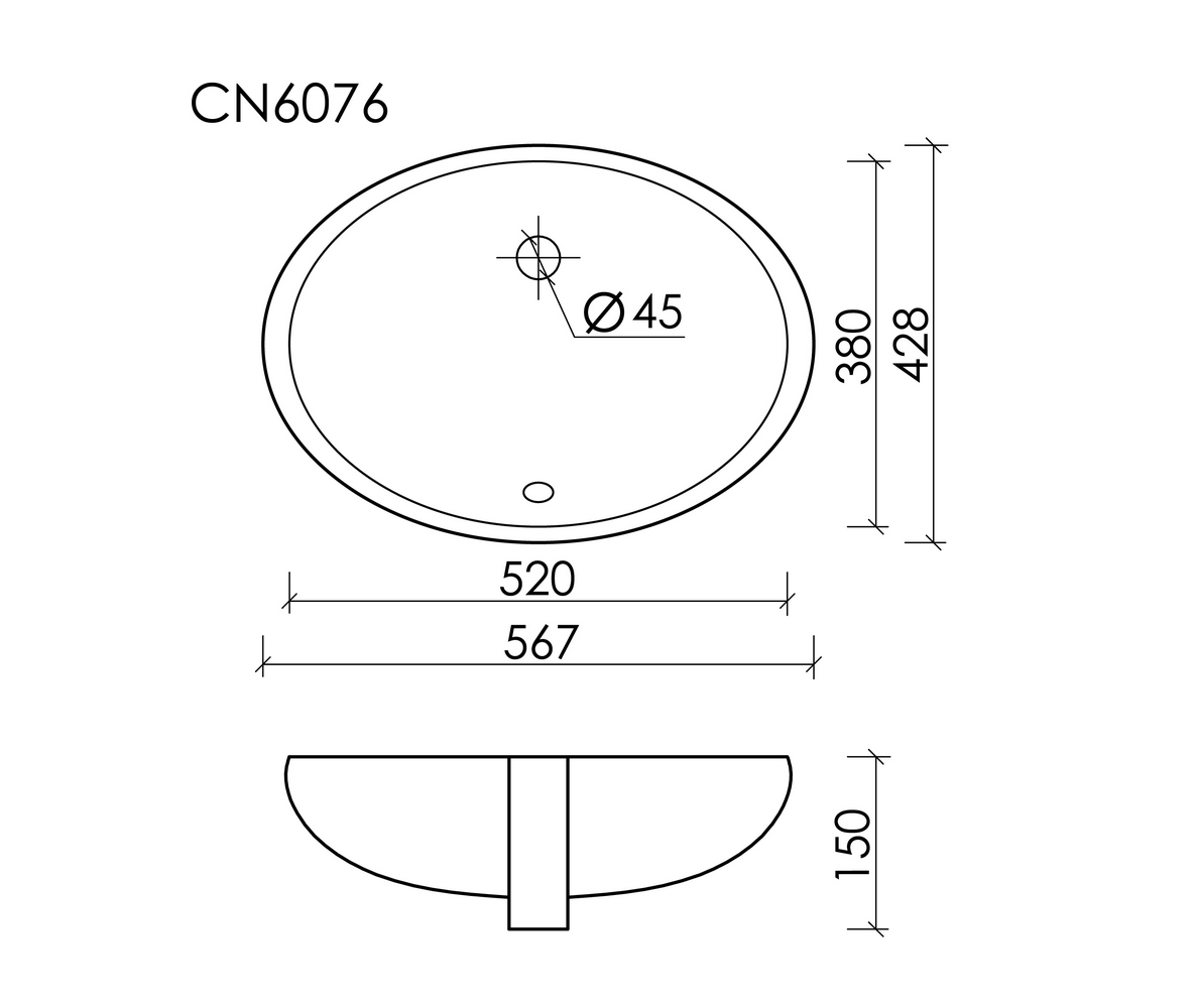 Фото Раковина Ceramicanova Element CN6076 встраиваемая под столешницу 56,7 × 42,8 × 15 см, белый глянцевый
