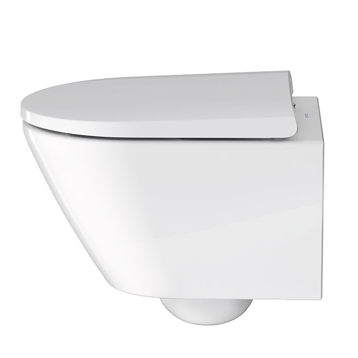 Фото Унитаз подвесной укороченный Duravit D-Code 45880900A1, безободковый, с сиденьем с микролифтом, белый глянцевый