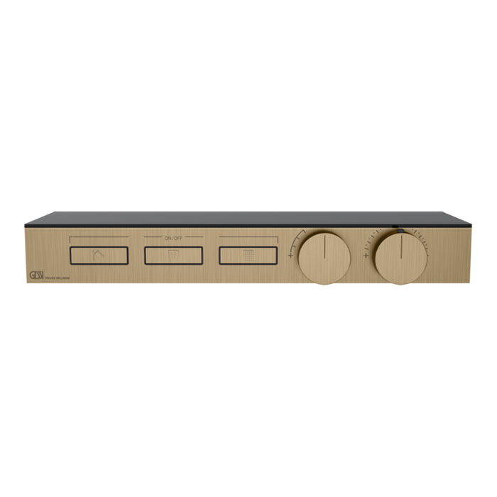 Фото Смеситель Gessi Hi-Fi 63024#726 для душа термостат с переключателем на 3 потока, бронза браш pvd