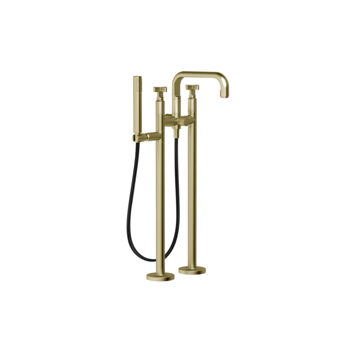 Фото Смеситель Gessi Inciso 58129#727 напольный для ванны с душем, латунь браш pvd