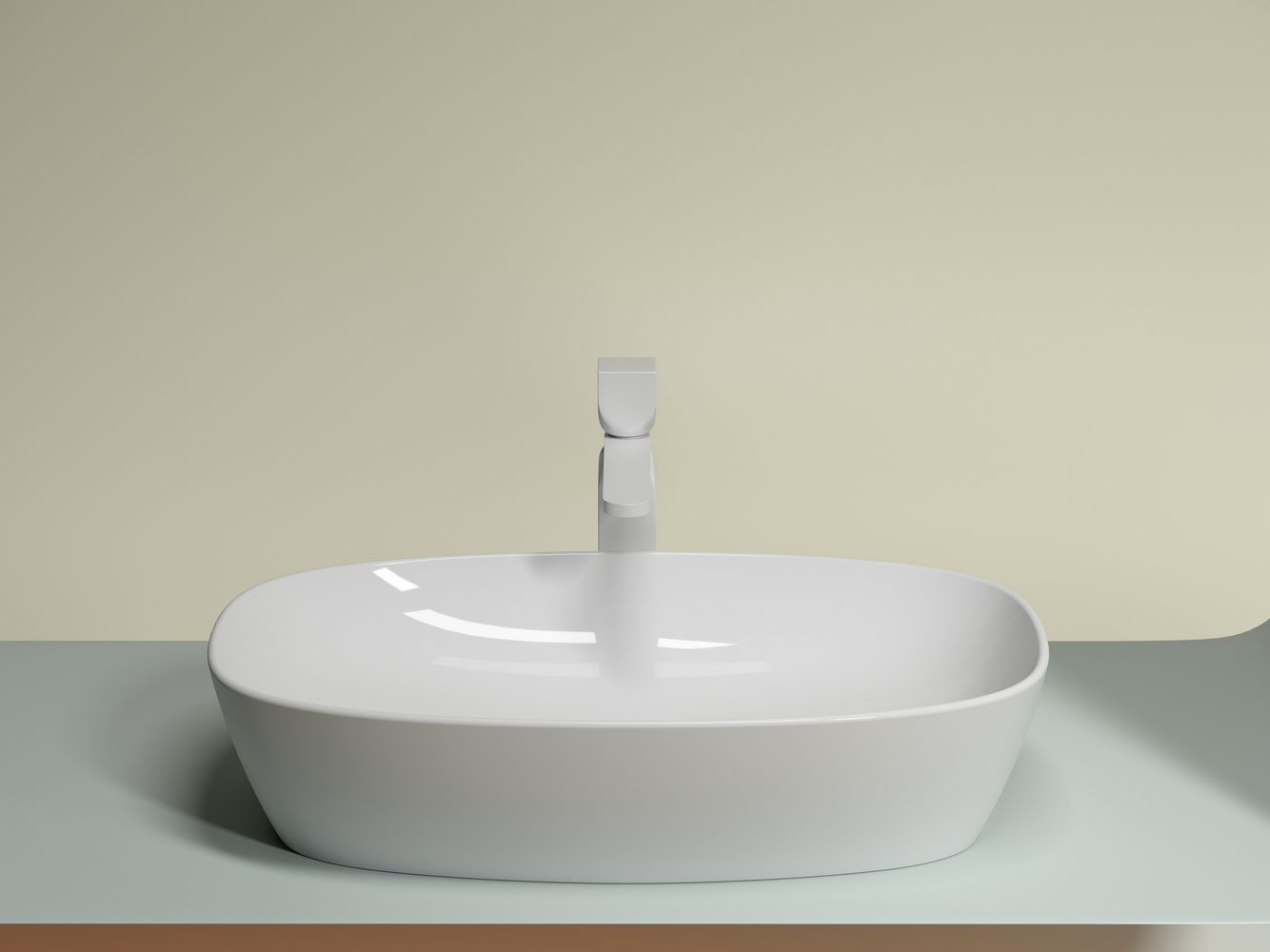 Фото Раковина Ceramicanova Element CN6049 накладная 61 × 38,5 × 14 см, белый глянцевый