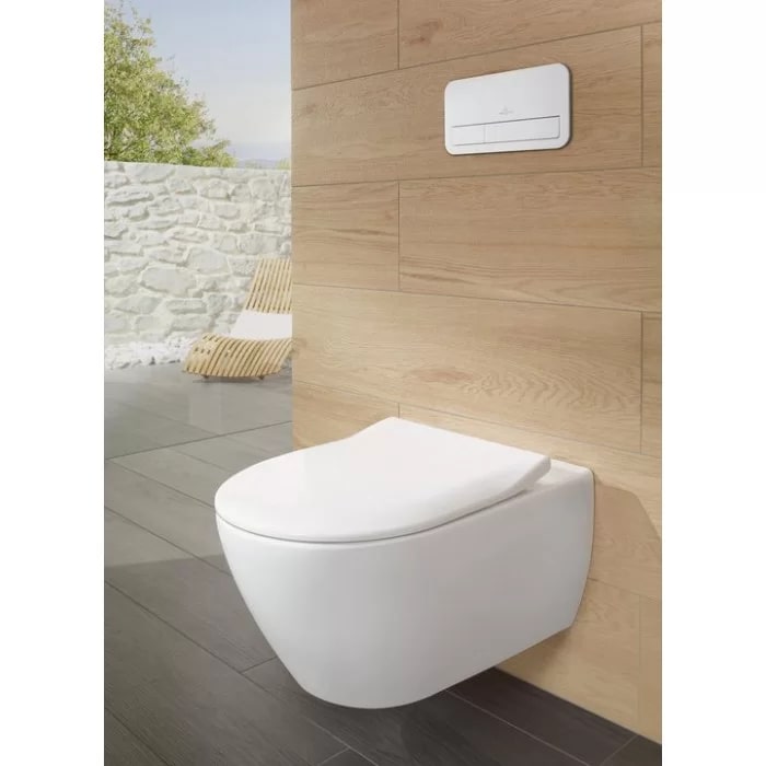 Фото Унитаз подвесной Villeroy & Boch Subway 2.0 5614R201, безободковый, с сиденьем с микролифтом, белый глянцевый