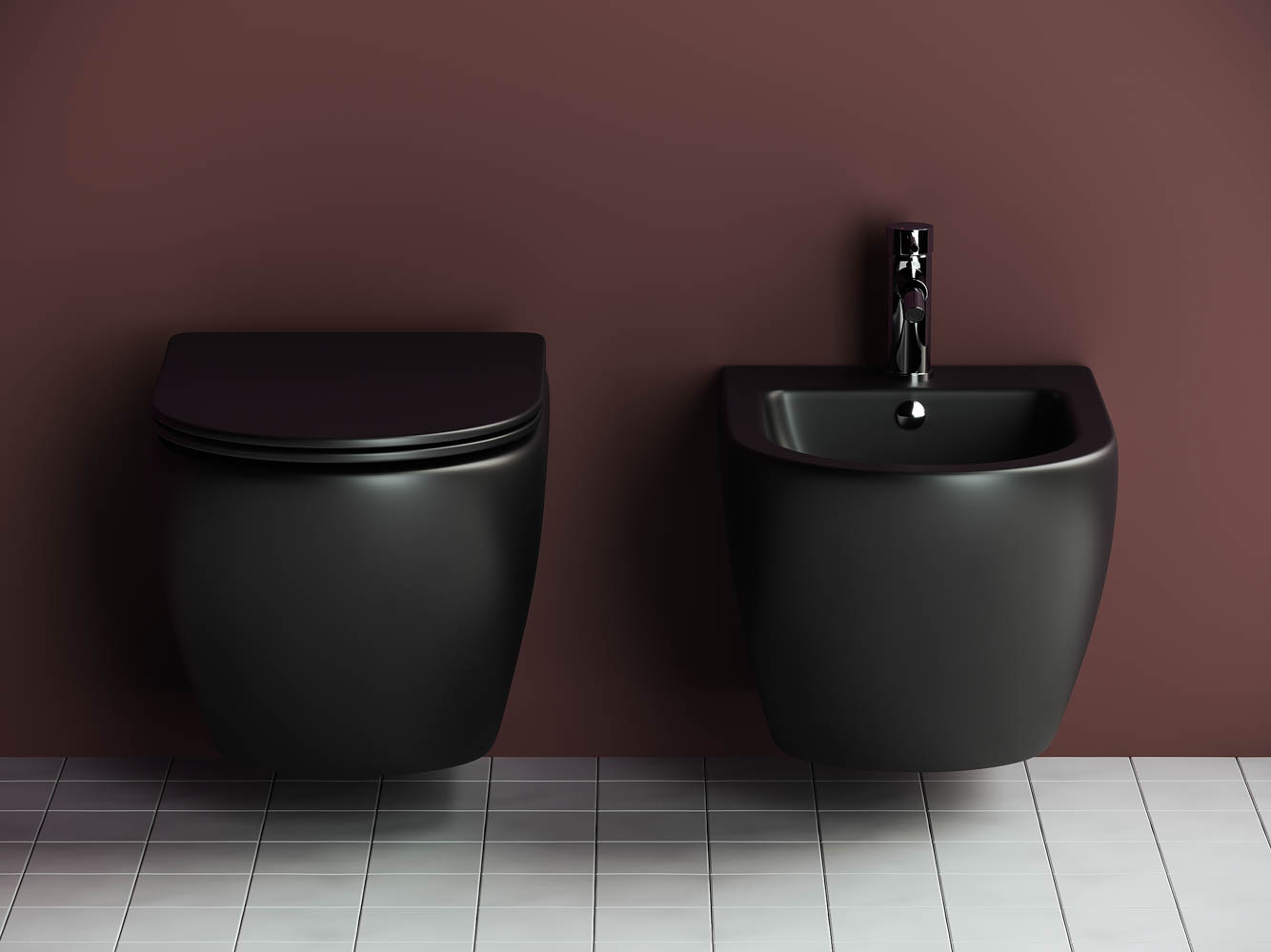 Фото Унитаз Ceramicanova Metropol CN4002MB безободковый с сиденьем подвесной, черный матовый