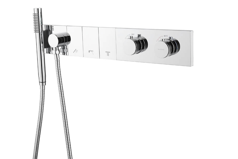 Фото Смеситель для душа Boheme Zodiac 133-SYS-CR с термостатом на 3 выхода хром глянец