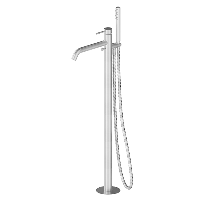 Фото Смеситель Newform X-Steel 316 69684EX.50.050 для ванны напольный, нержавеющая сталь браш