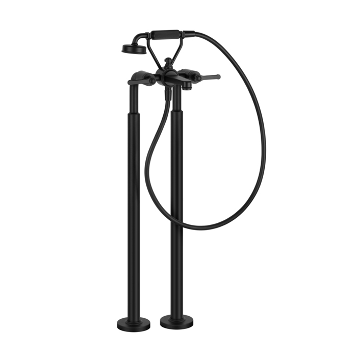 Фото Смеситель Gessi Venti20 65128#299 напольный для ванны с душем, черный матовый