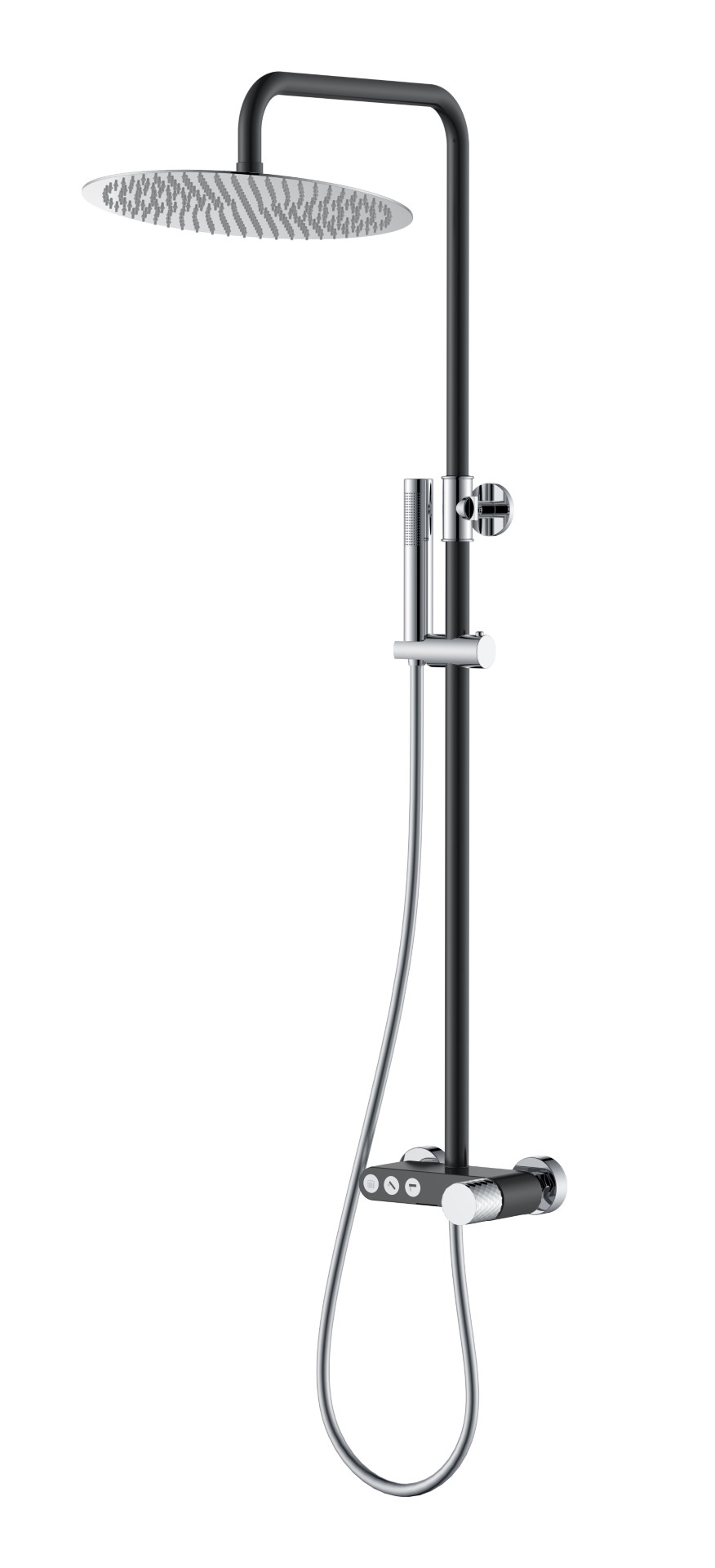 Фото Душевая стойка Boheme Stick 128-BCR черный матовый/хром глянец