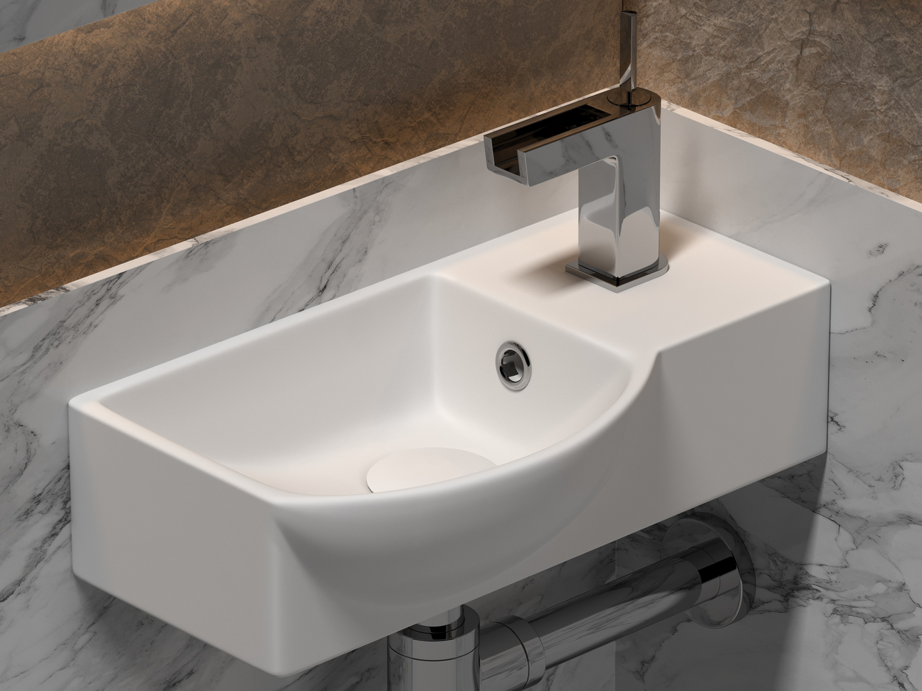 Фото Раковина Ceramicanova Element CN6039L подвесная 40 × 22 × 12 см, белый глянцевый