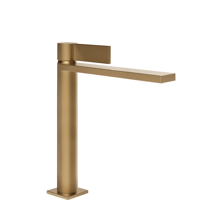 Фото Смеситель Gessi Inverso Rigato 73555#726 для раковины с донным клапаном, бронза браш pvd