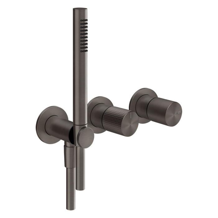 Фото Смеситель Gessi Habito 70438#707 для душа с переключателем на 2 потока, черный хром браш pvd