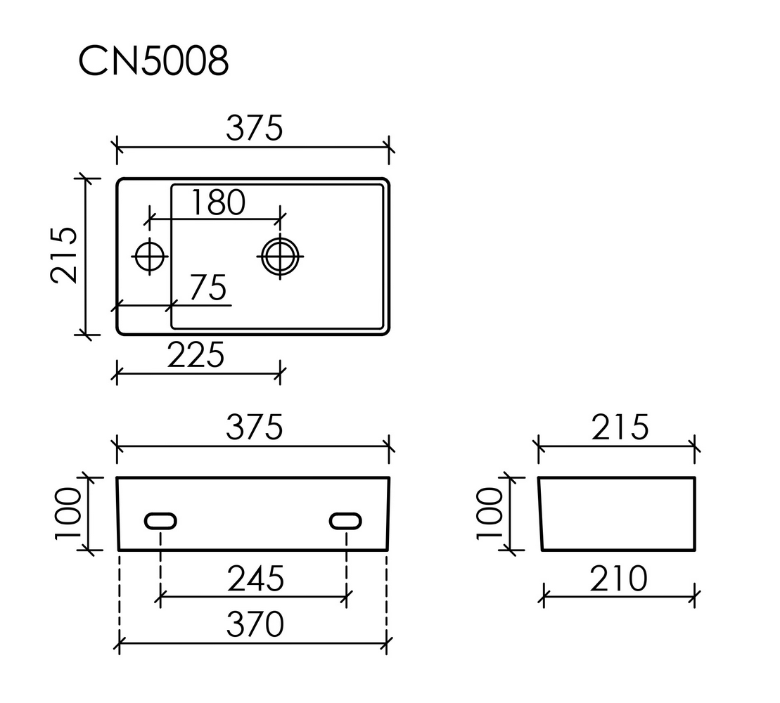 Фото Раковина Ceramicanova Element CN5008 подвесная 37,5 × 21,5 × 10 см, белый глянцевый