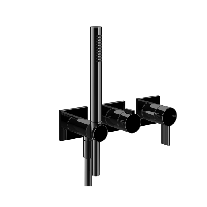Фото Смеситель Gessi Inverso Rigato 73536#706 для душа, черный хром глянец pvd