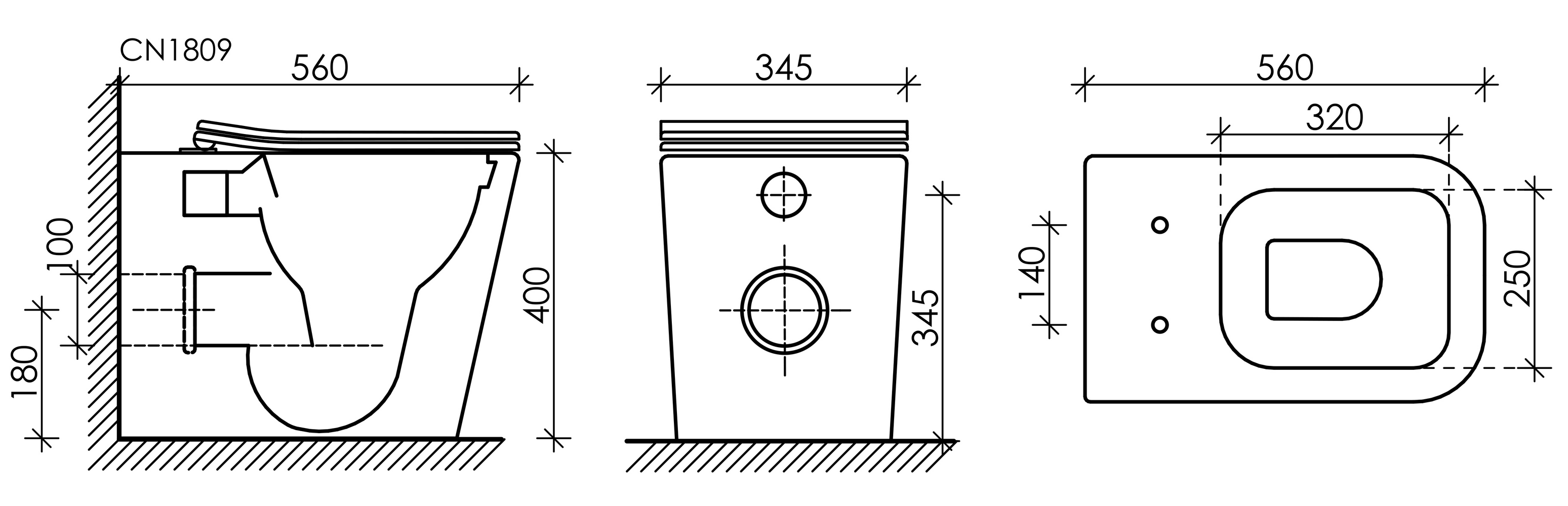 Фото Унитаз Ceramicanova Cubic CN1809 безободковый с сиденьем приставной, белый глянцевый
