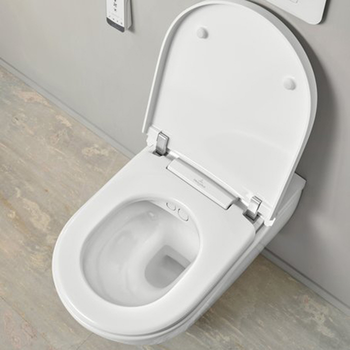 Фото Унитаз-биде подвесной Villeroy & Boch Viclean V0E200R1, с сиденьем, белый глянцевый