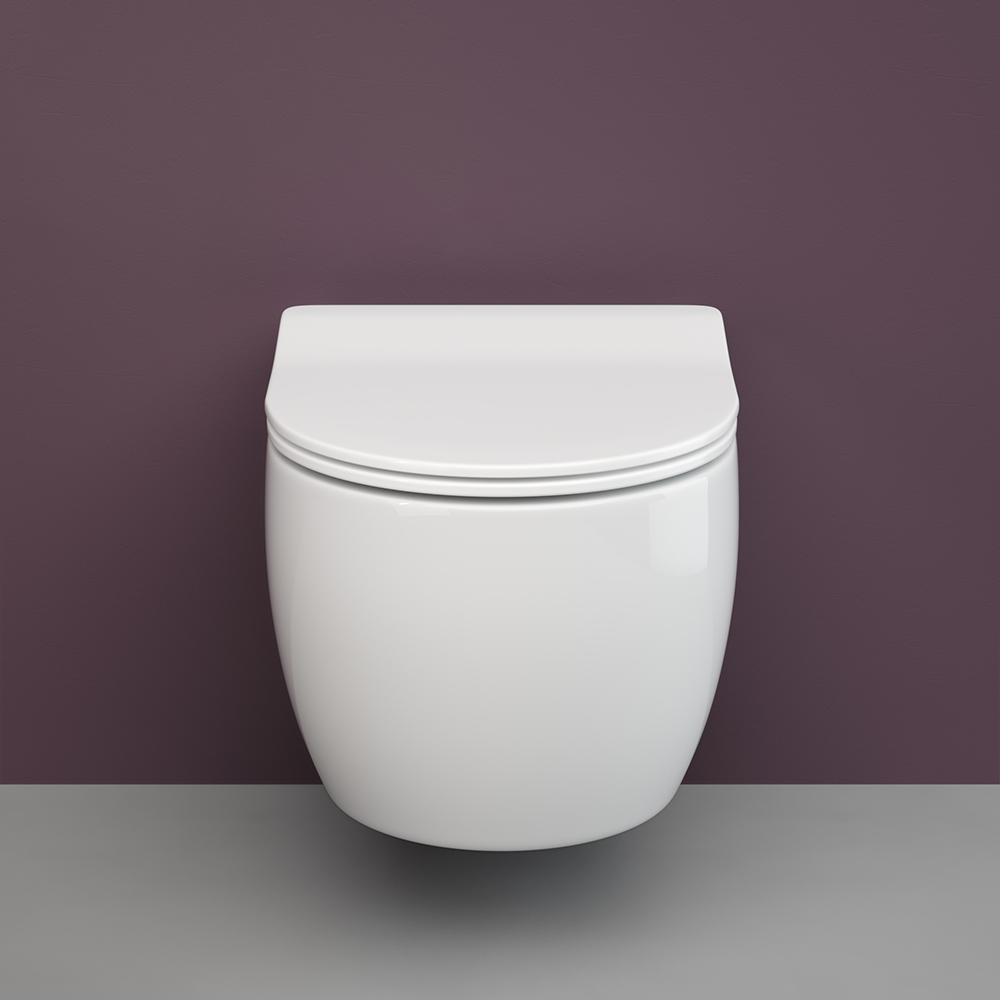 Фото Унитаз Ceramicanova Play CN3001 безободковый с сиденьем подвесной, белый глянцевый