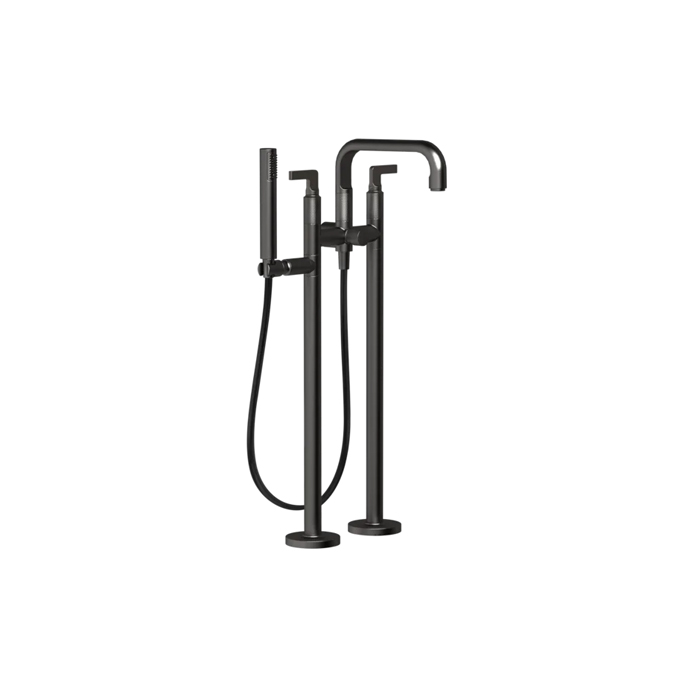 Фото Смеситель Gessi Inciso 58029#707 напольный для ванны с душем, черный хром браш pvd