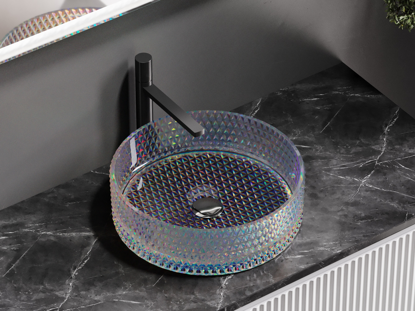 Фото Раковина Ceramicanova Cristal CN6059 накладная 36 × 36 × 11,2 см, неон глянцевый